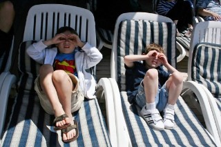 Photo of kids getting ready for a movie on the top deck goes here.