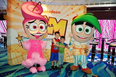 Photo of kids with characters goes here.