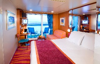 Photo of Category BB veranda cabin on Norwegian Pearl is shown here.