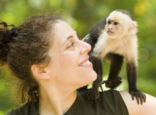 Photo of a visitor and a Gumbalimba monkey goes here. 