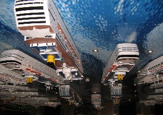 Photo of upside down ships on the ceiling goes here.