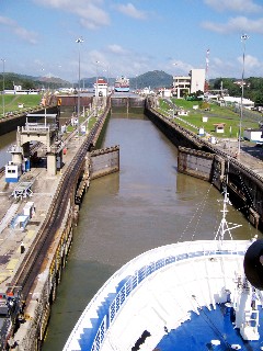 Photo of ship entering the first lock goes here.